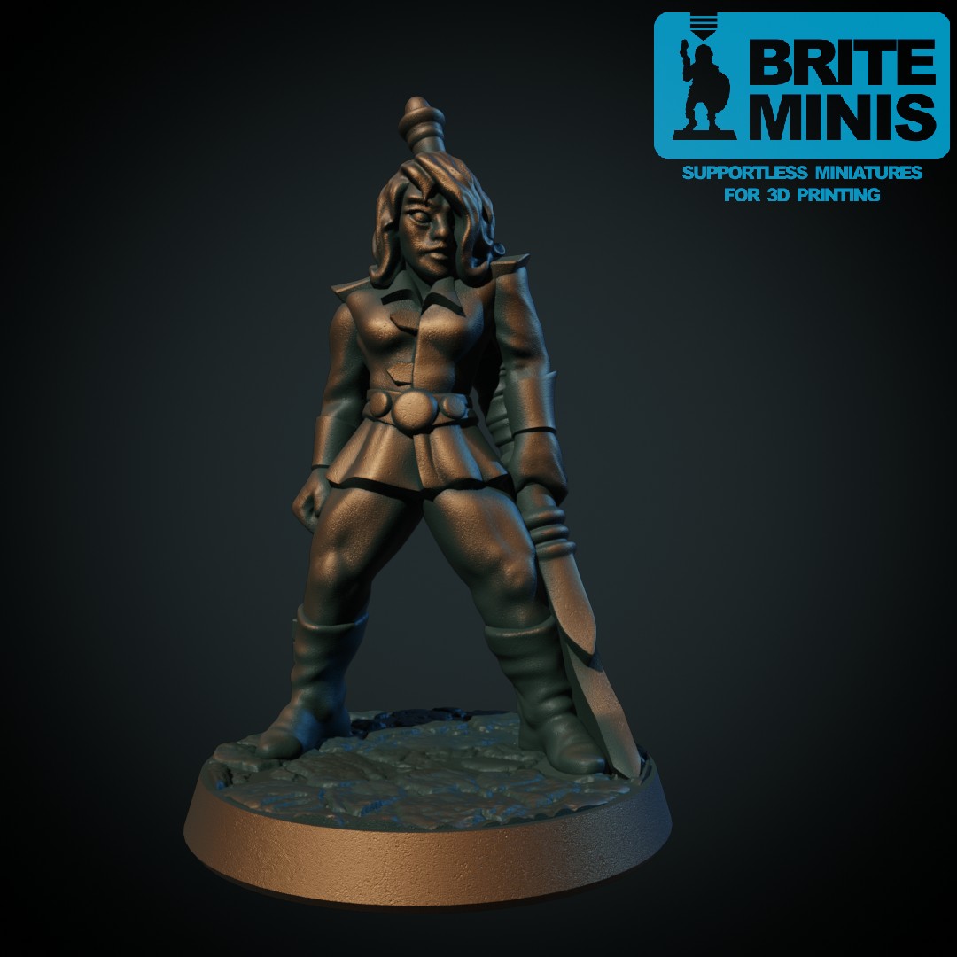 Female warrior with halberd